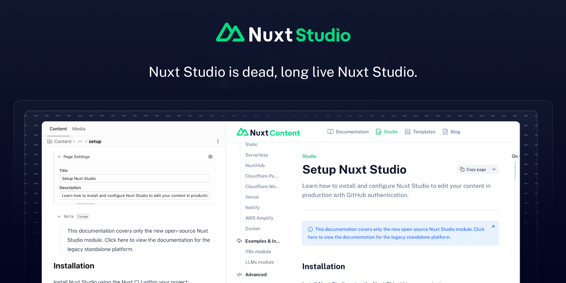 Nuxt Studio 官方发布图