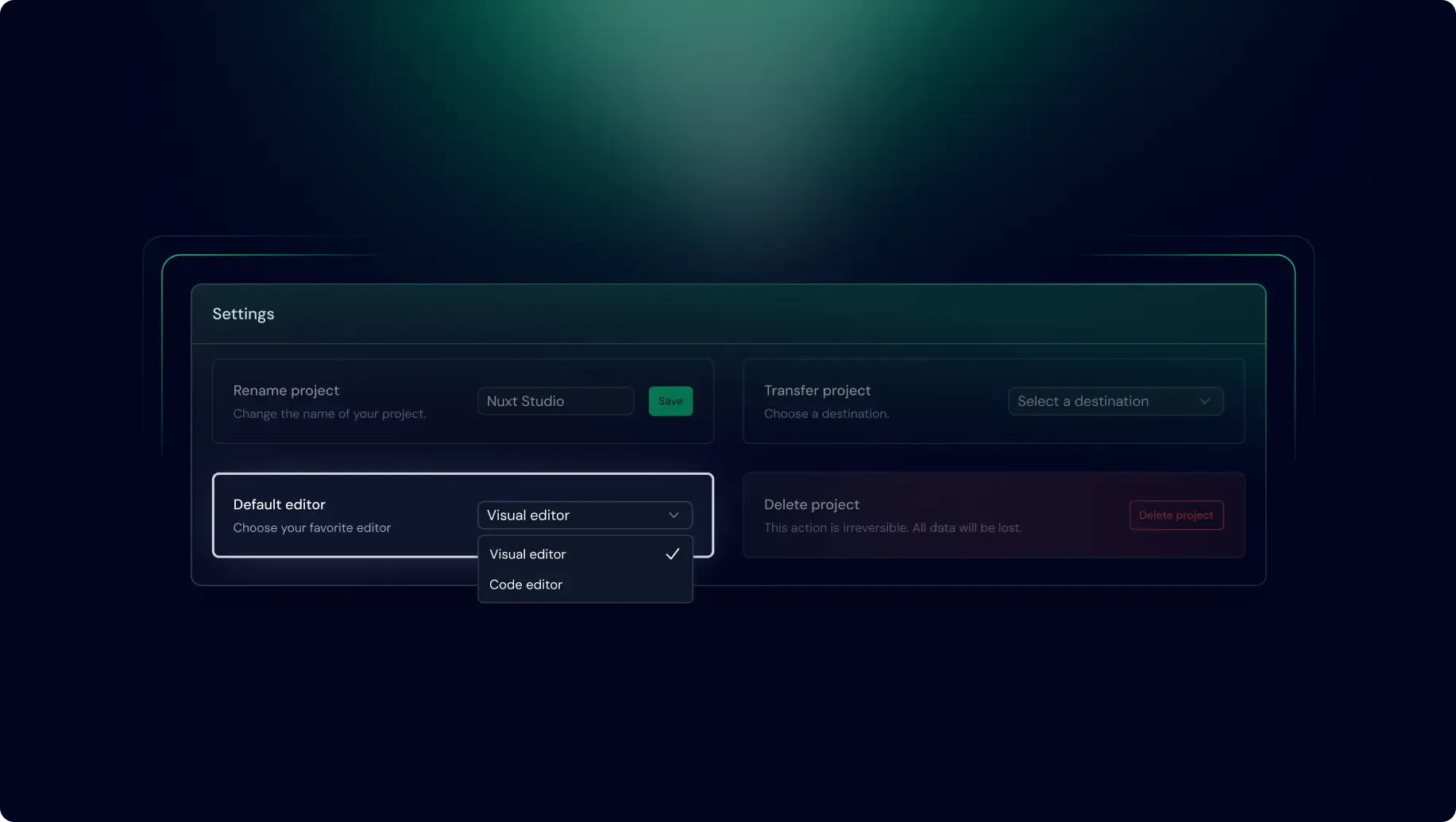 从项目设置中选择你喜欢的编辑器
