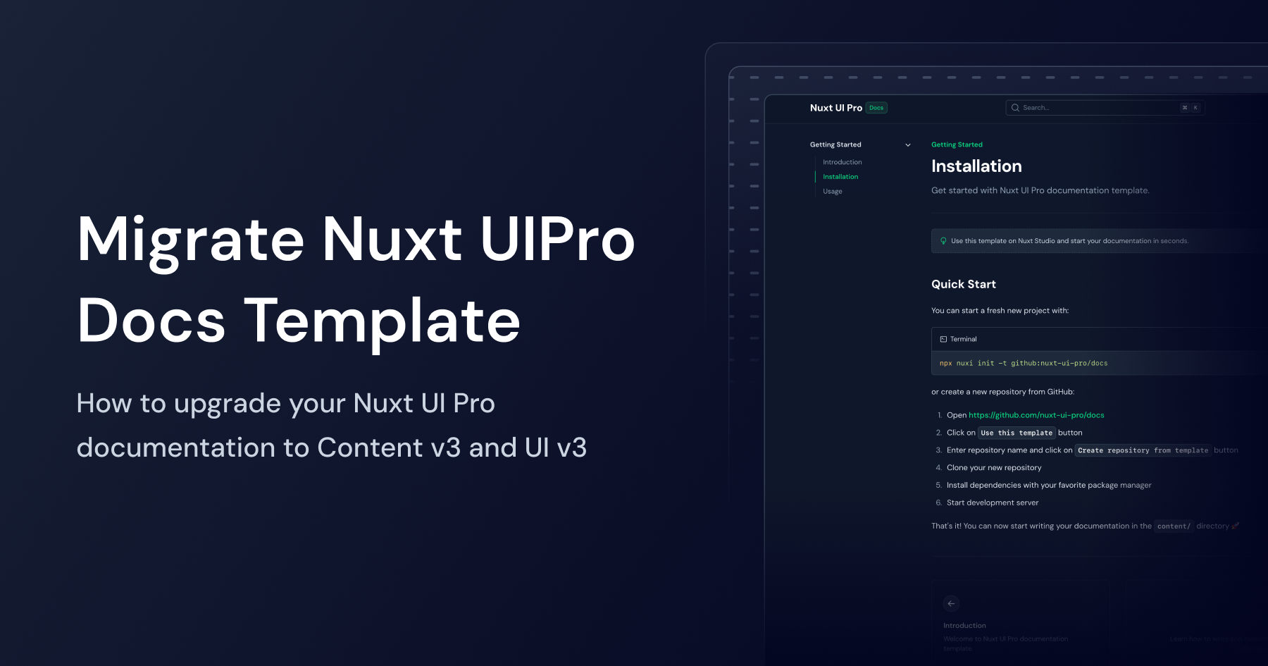 迁移 Nuxt UI Pro 文档入门模板