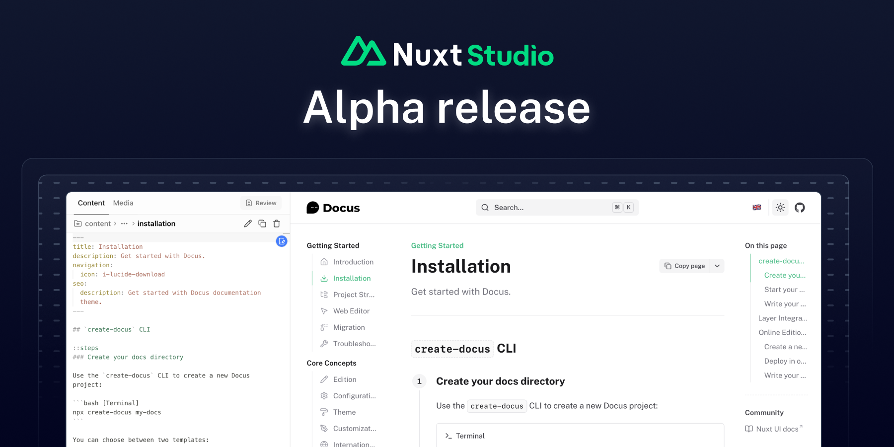 Nuxt Studio Alpha 版本发布