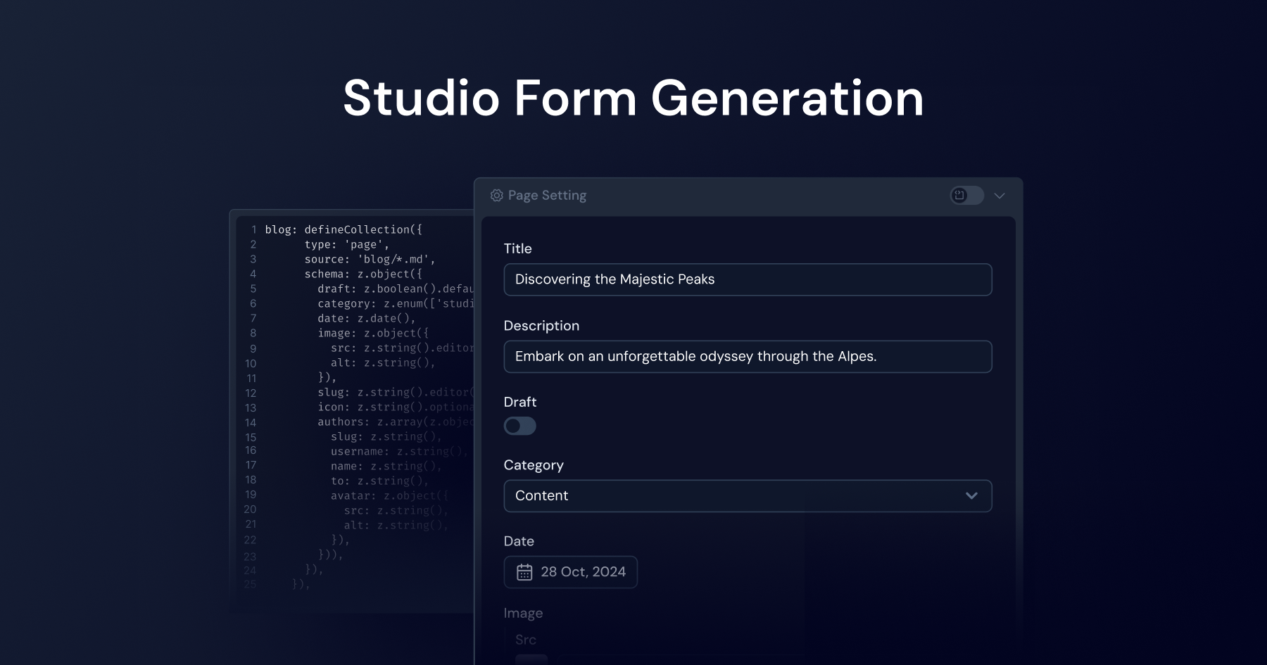 基于集合模式生成的 Frontmatter 表单